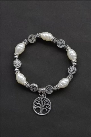 Pulsera Árbol de la Vida Plata y Perla