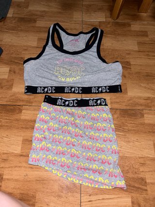 Pijama Verano ACDC Gris y Rosa