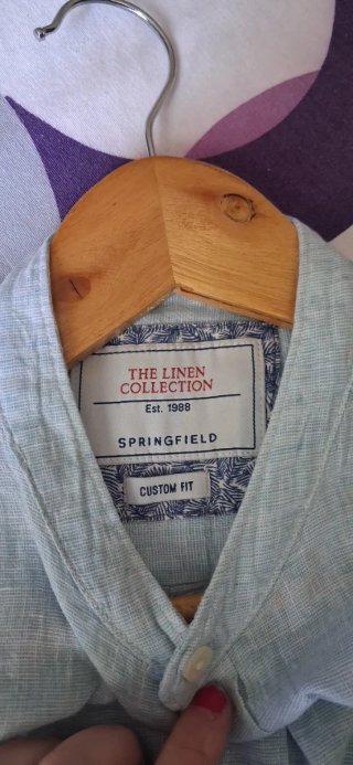 Camisa de lino azul hombre
