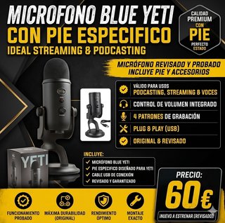 Micrófono Blue Yeti con Pie COMO NUEVO