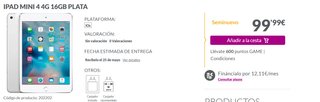 iPad Mini 4 4G 16GB Plata