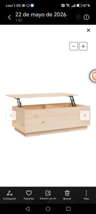 Mesa centro elevable madera pino