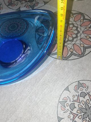 Centro de mesa de cristal azul