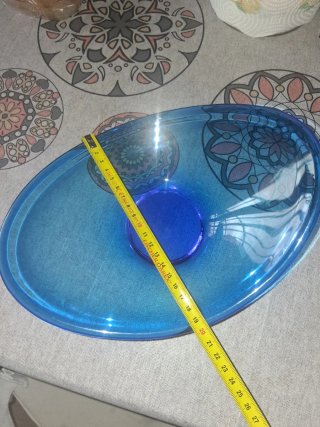 Centro de mesa de cristal azul