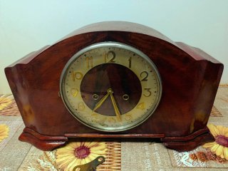 Hran reloj de sobremesa chimenea reloj madera 1950
