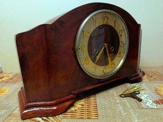 Hran reloj de sobremesa chimenea reloj madera 1950