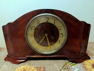Hran reloj de sobremesa chimenea reloj madera 1950
