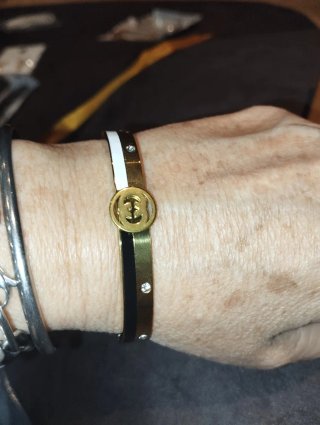 Pulsera inspirada en Gucci Dorada y Negra 19 cm