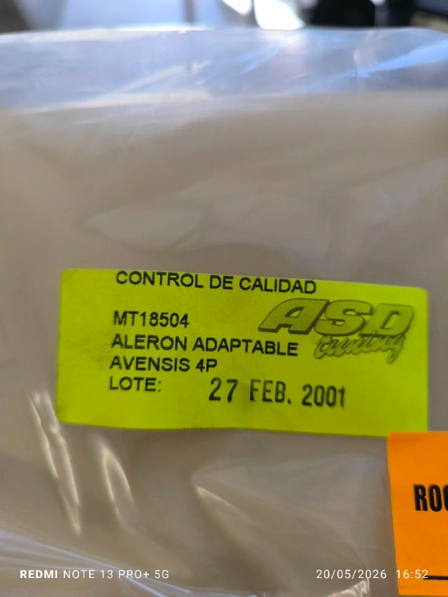 Alerón ASD nuevo de Toyota Avensis sedan