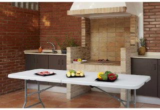 Mesa Plegable Terraza Jardín Blanca