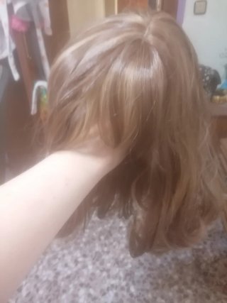 Peluca pelo natural beige y marrón