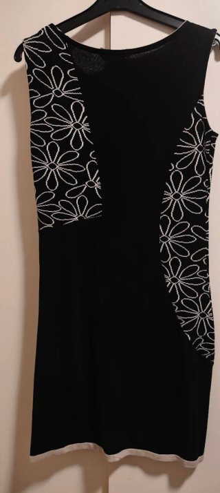 Vestito Max Mara Nero con Fiori Bianchi