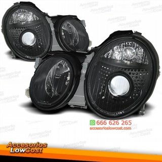 FAROS  CON LUPA MERCEDES CLK W208. FONDO NEGRO.