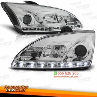 FAROS FORD FOCUS MK2 LUZ DIURNA LED. FONDO CROMAD