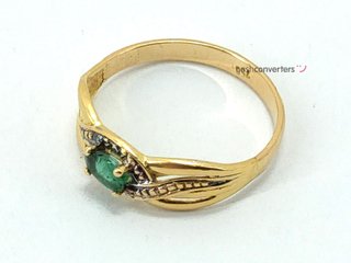 anillo oro 18k con piedra con esmeralda