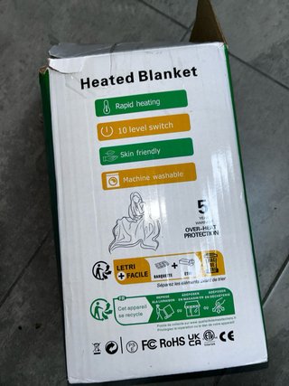 Manta Eléctrica 10 Niveles Lavable Negra
