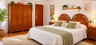 Dormitorio: 2 camas, mesilla y armario