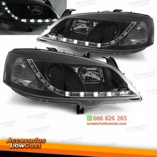 FAROS OPEL ASTRA G 94-97 LUZ DIURNA LED FONDO NEG