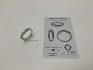 anillo oro 18k con piedra con diamante t. 11 (16,24 mm)