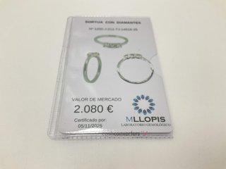 anillo oro 18k con piedra con diamante t. 10 (15,92 mm)