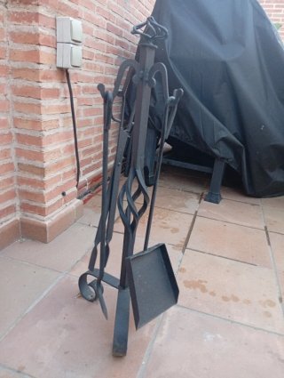 Conjunto Herramientas Chimenea Metal Negro