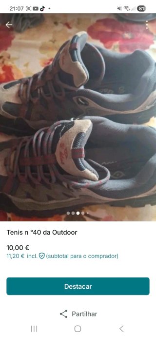 Tenis Outdoor n.º 40 bege e vermelho