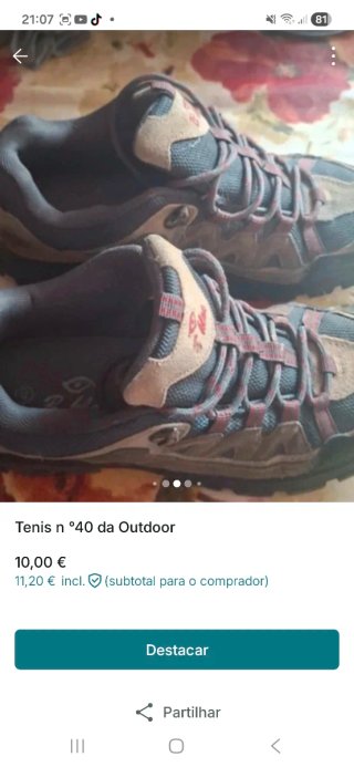 Tenis Outdoor n.º 40 bege e vermelho