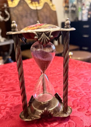 Reloj de Arena Antiguo Metal Cristal Fragonard