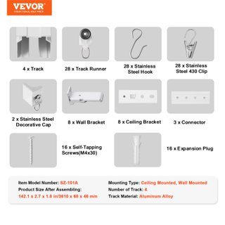 VEVOR Riel Cortina Techo 3,6m Flexible