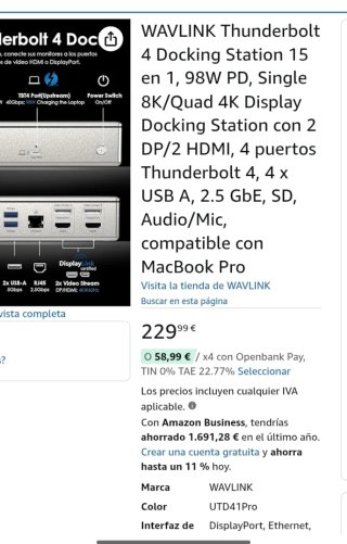 WAVLINK Thunderbolt 4 Docking Station 15 en 1, 98W