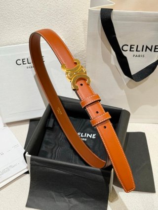 Cinturone Celine Triomphe Fibbia Dorata Arancione