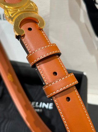 Cinturone Celine Triomphe Fibbia Dorata Arancione