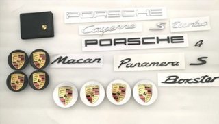 EMBLEMA LOGO ESCUDO METAL PORSCHE DORADO