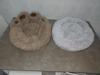 Camas para mascotas suaves (marrón y gris)