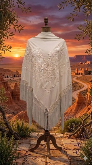 Manton Beige y Blanco 190cm