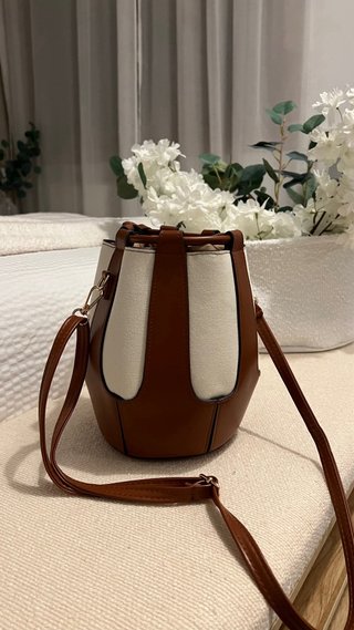 Bolso Cubo Marrón y Blanco Nuevo