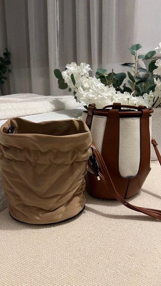 Bolso Cubo Marrón y Blanco Nuevo