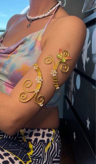 Bracciale schiava boho oro farfalla fiori