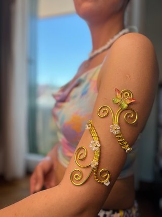 Bracciale schiava boho oro farfalla fiori