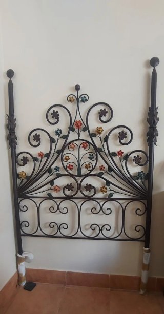 2 Cabeceros Cama Hierro Forjado Flores 90cm
