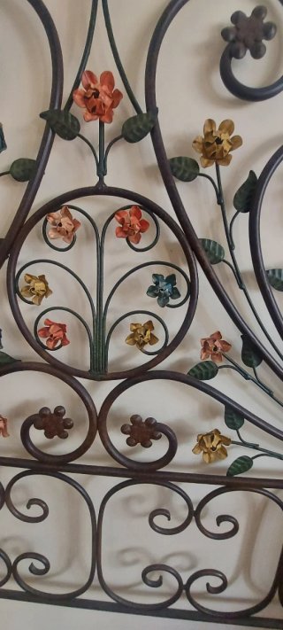 2 Cabeceros Cama Hierro Forjado Flores 90cm
