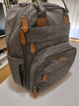 Mochila porta pañales y biberones gris