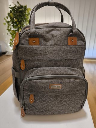 Mochila porta pañales y biberones gris