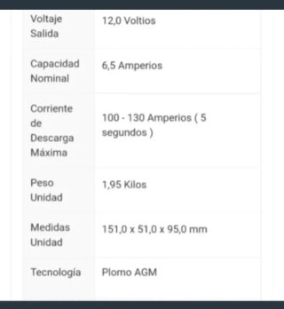 Batería 12V 6.5Ah