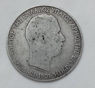 Greece Creta  Giorgio I. 1 Dracma 1901 Argento mb