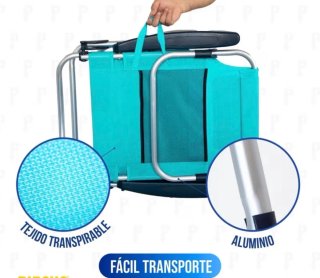 Silla de Playa Plegable Azul y Negra