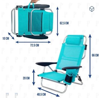 Silla de Playa Plegable Azul y Negra