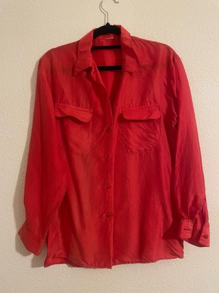 Blusa Seda 100% Naranja Roja