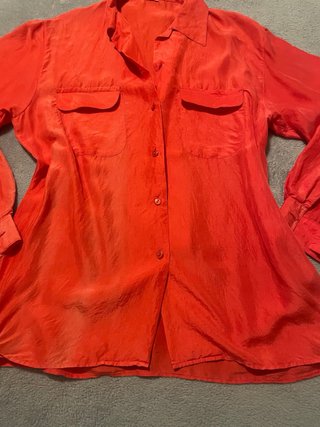 Blusa Seda 100% Naranja Roja