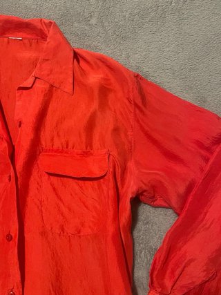 Blusa Seda 100% Naranja Roja